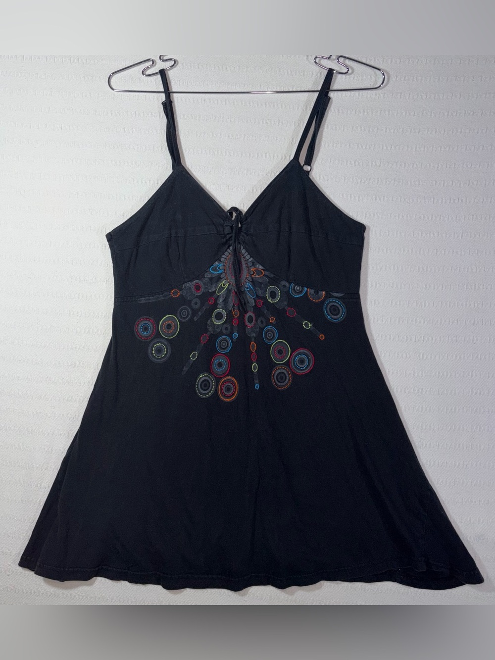 Leopard & Roses Y2K Babydoll Embroidered Sundress Dress Size M Boho Festival